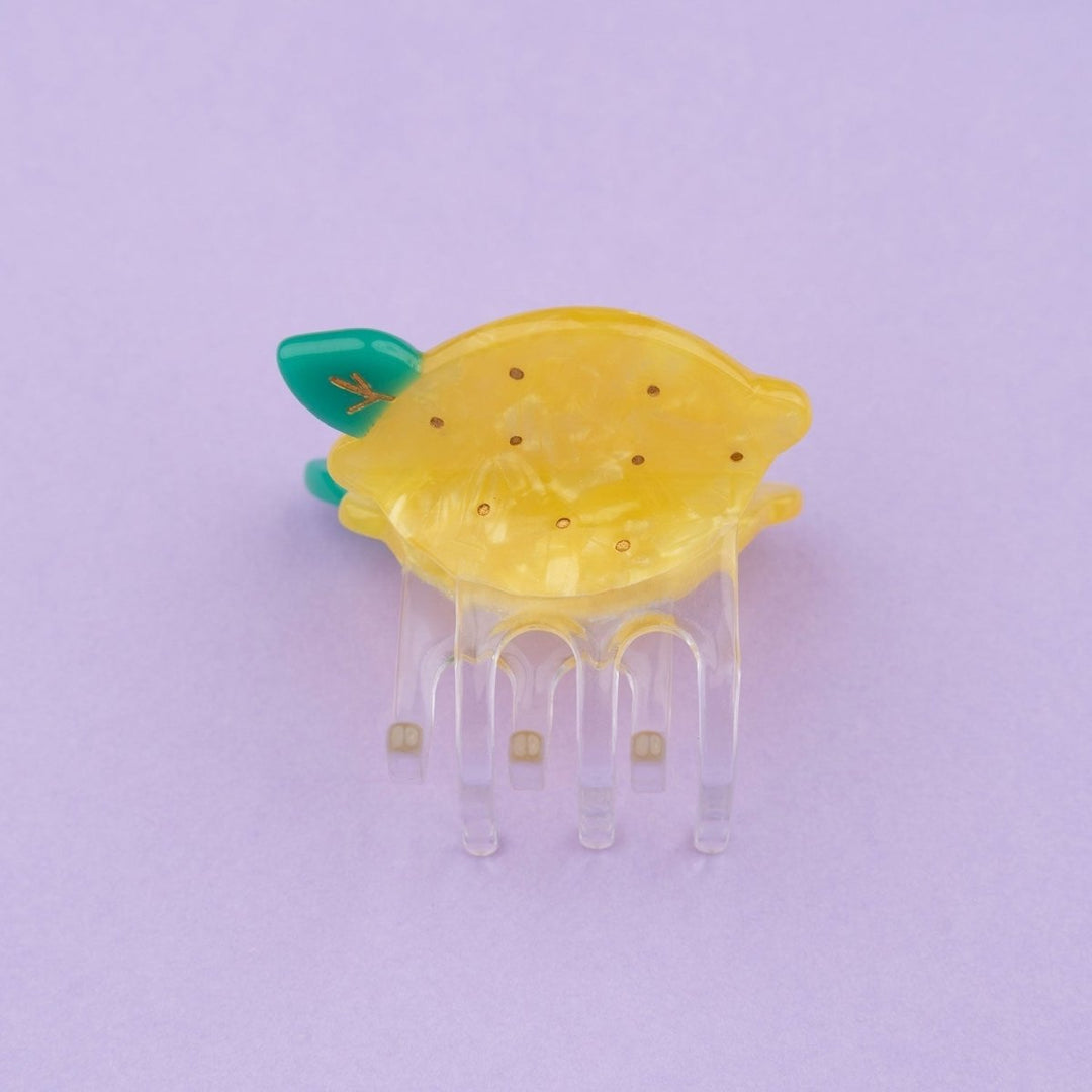 Coucou Suzette Lemon Mini Hair Claw - product photo purple background