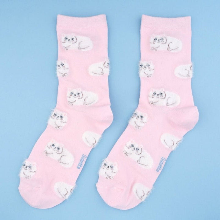 Coucou Suzette Persian Cat Socks - product image blue background