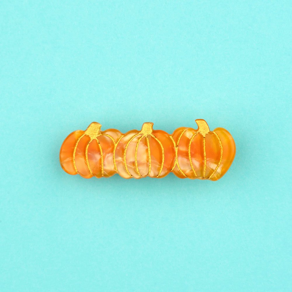 Coucou Suzette Pumpkin Hair Clip - product image turquoise background