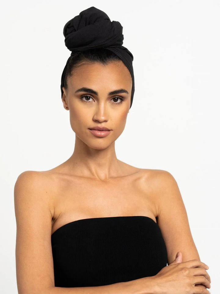 Bamboo Hair Towel | Black Model