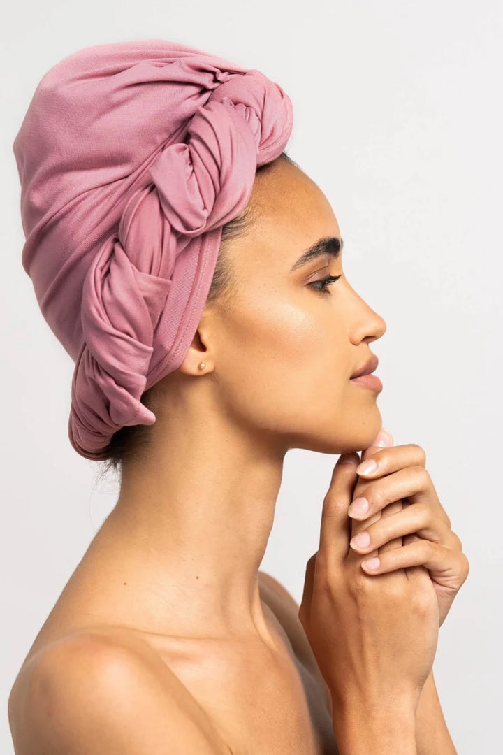 Curly'N'Covered Bambus Haar Handtuch Rosa beim Plopping