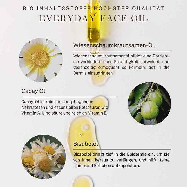 Ingredientes orgánicos del aceite facial diario