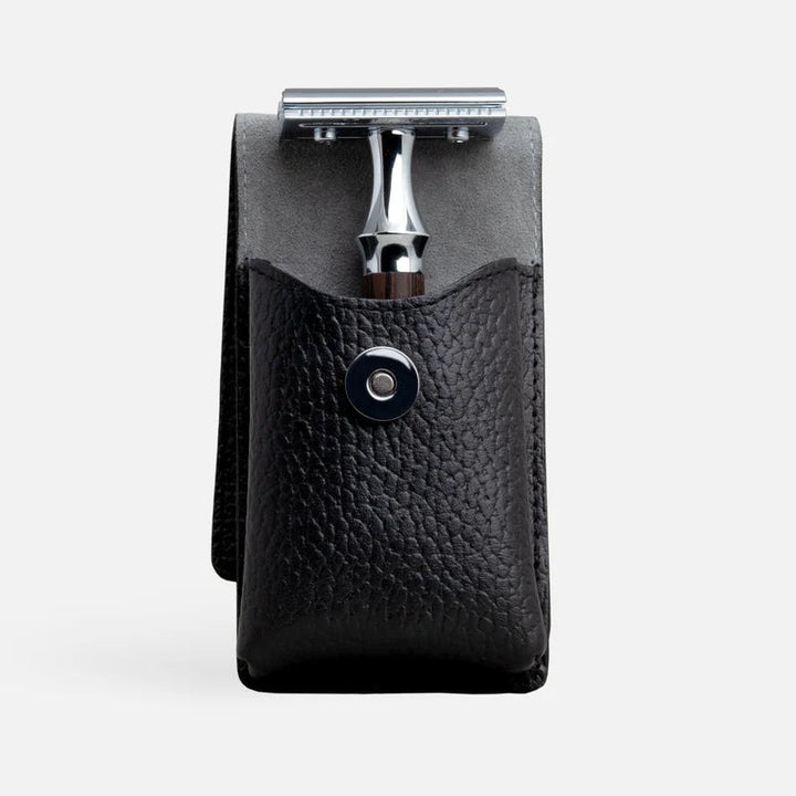 Leather Case For Safety Razor Black - With Safety Razor