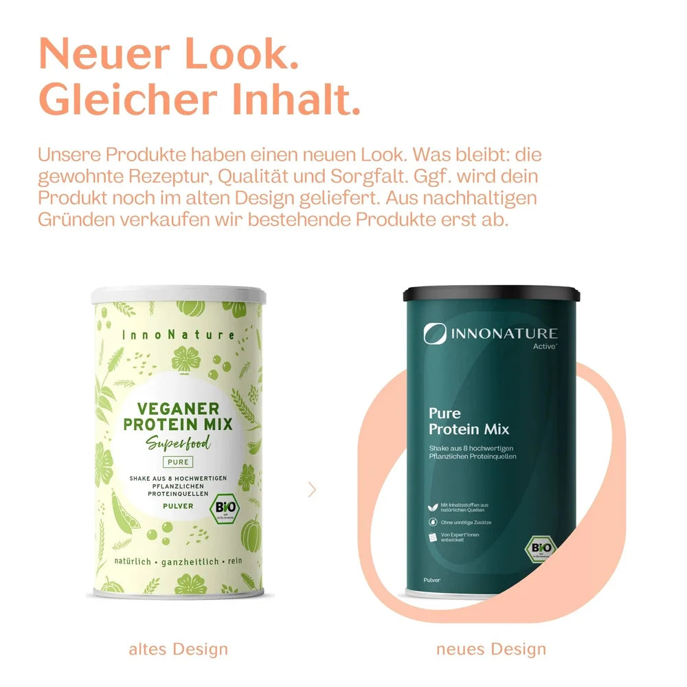 InnoNature Pure Protein Mix 450 g – veganes Bio-Proteinpulver - Neuer Look
