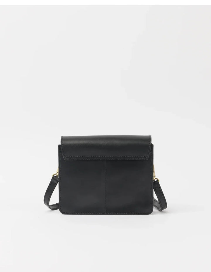O My Bag Audrey Mini Black – Rückansicht der klassischen schwarzen Lederhandtasche