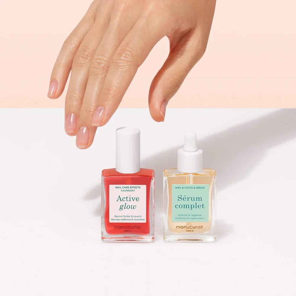 Manucurist Healthy Glow Duo mit Active Glow Raspberry und Komplett-Serum für gepflegte Nägel