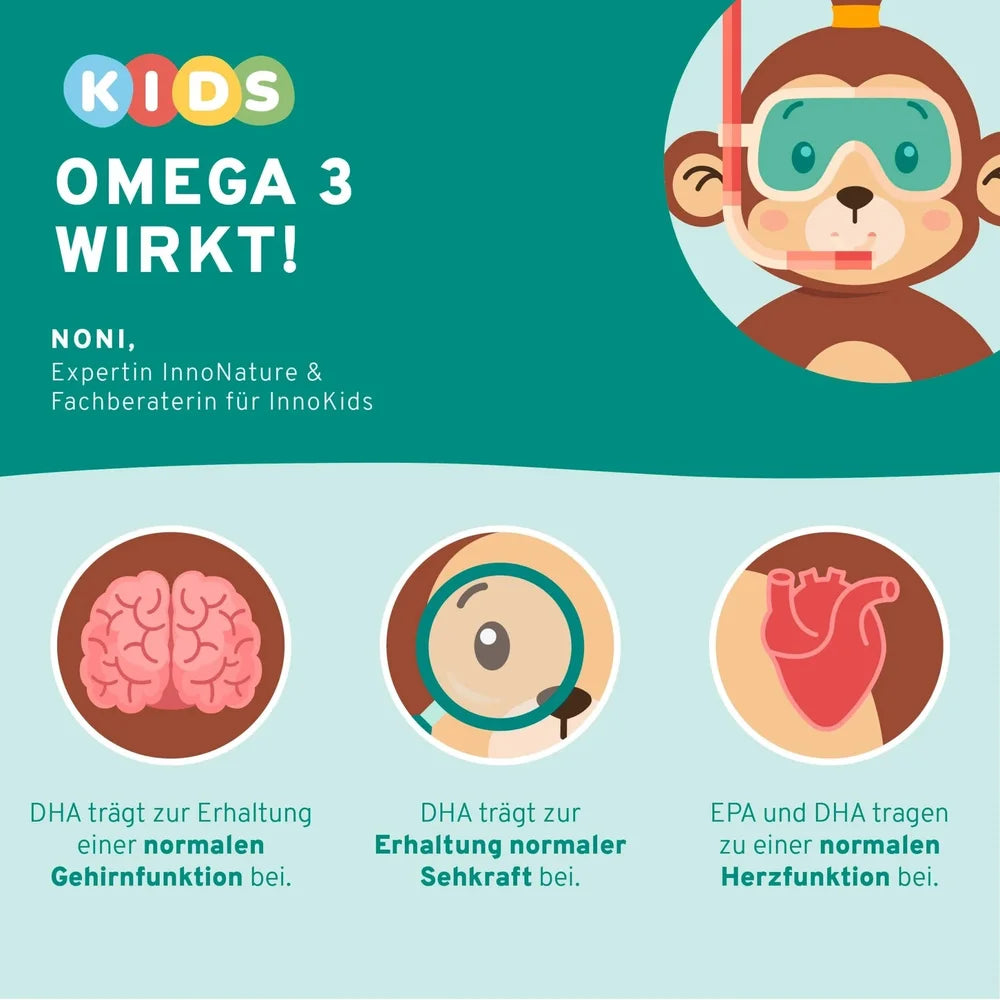 InnoNature Omega 3 Kids Orange mit pflanzlichem Algenöl aus Schizochytrium