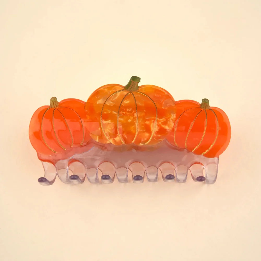 Pumpkin Large Hair Claw aus Cellulose-Acetat in Orange