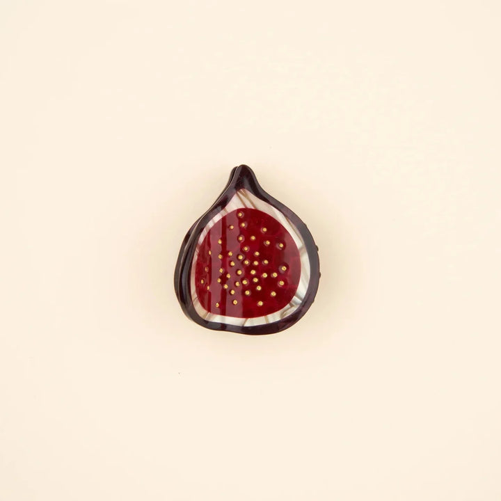 Coucou Suzette Fig Mini Hair Claw in Pflaumenviolett und Himbeerrosa mit goldenen Details