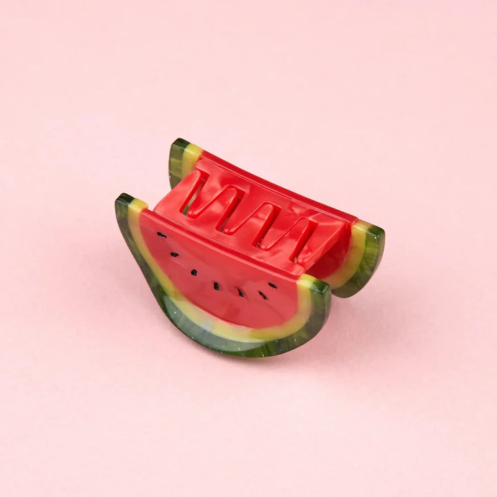 Watermelon Mini Hair Claw mit rosa Fruchtfleisch und grüner Schale