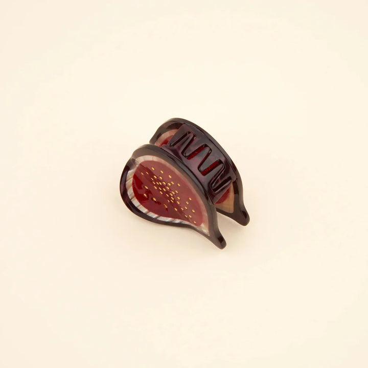 Geöffnete Fig Mini Hair Claw mit Zähnen aus Cellulose-Acetat