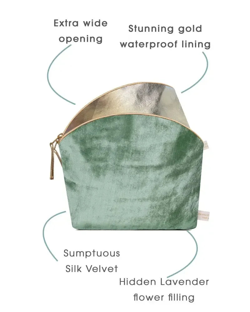 Lavender Make-Up Bag Emerald Silk Velvet - Benefits