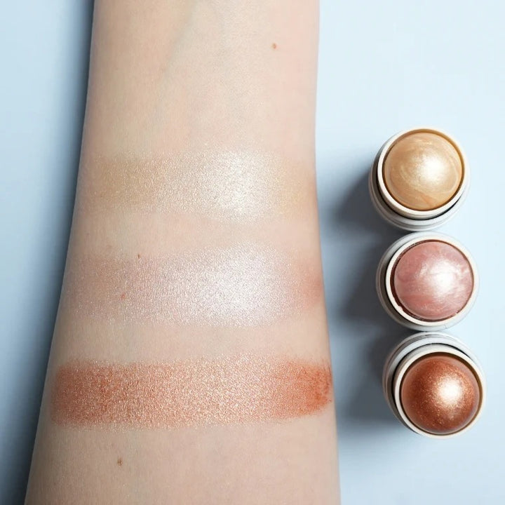 Pure U Highlighter Balm alle drei Farben - Champagne Dew, Baby Glow, Radiant Tan Swatches