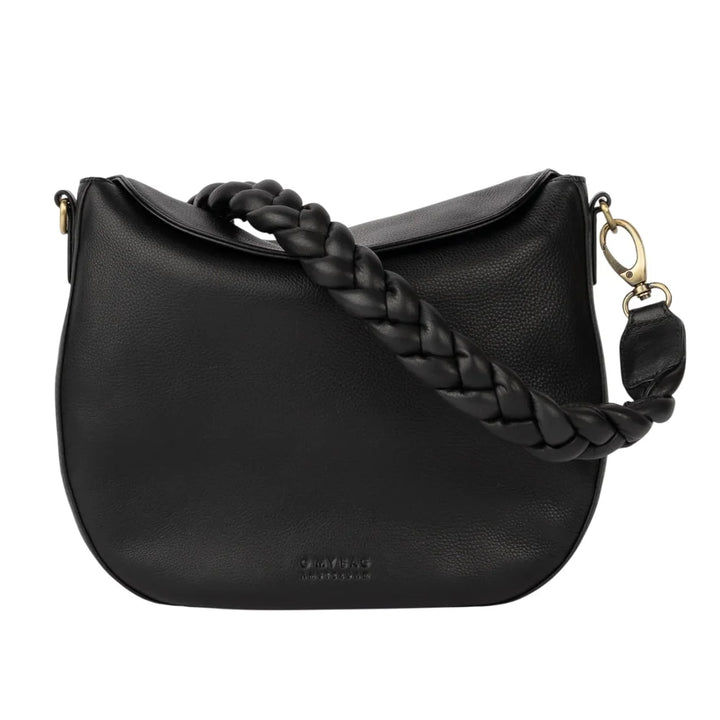 O My Bag Lana Black – schwarze Ledertasche aus weichem Echtleder mit geflochtenem Schulterriemen
