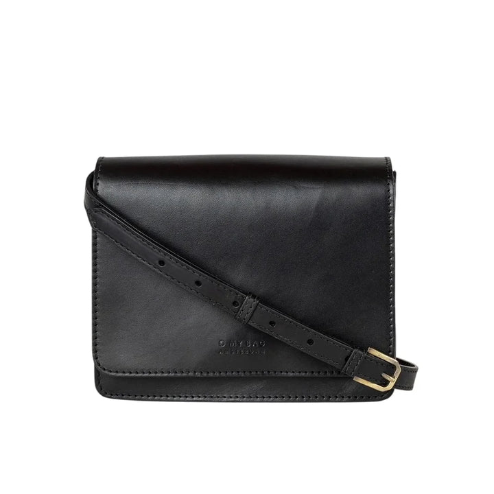 O My Bag Audrey Mini Black – kleine schwarze Ledertasche aus glattem Echtleder mit verstellbarem Lederriemen