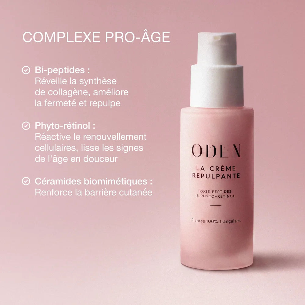 ODEN La Crème Repulpante mit Pro-Age-Komplex aus Peptiden und Pflanzenwirkstoffen