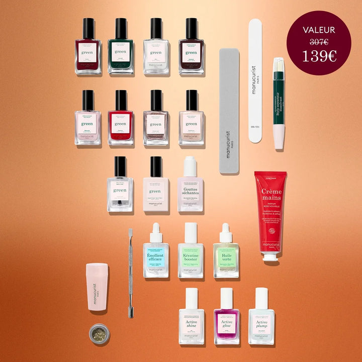Alle 24 Produkte des Manucurist Adventskalenders 2026 mit veganen Nagellacken, Nagelpflege und Maniküre-Accessoires