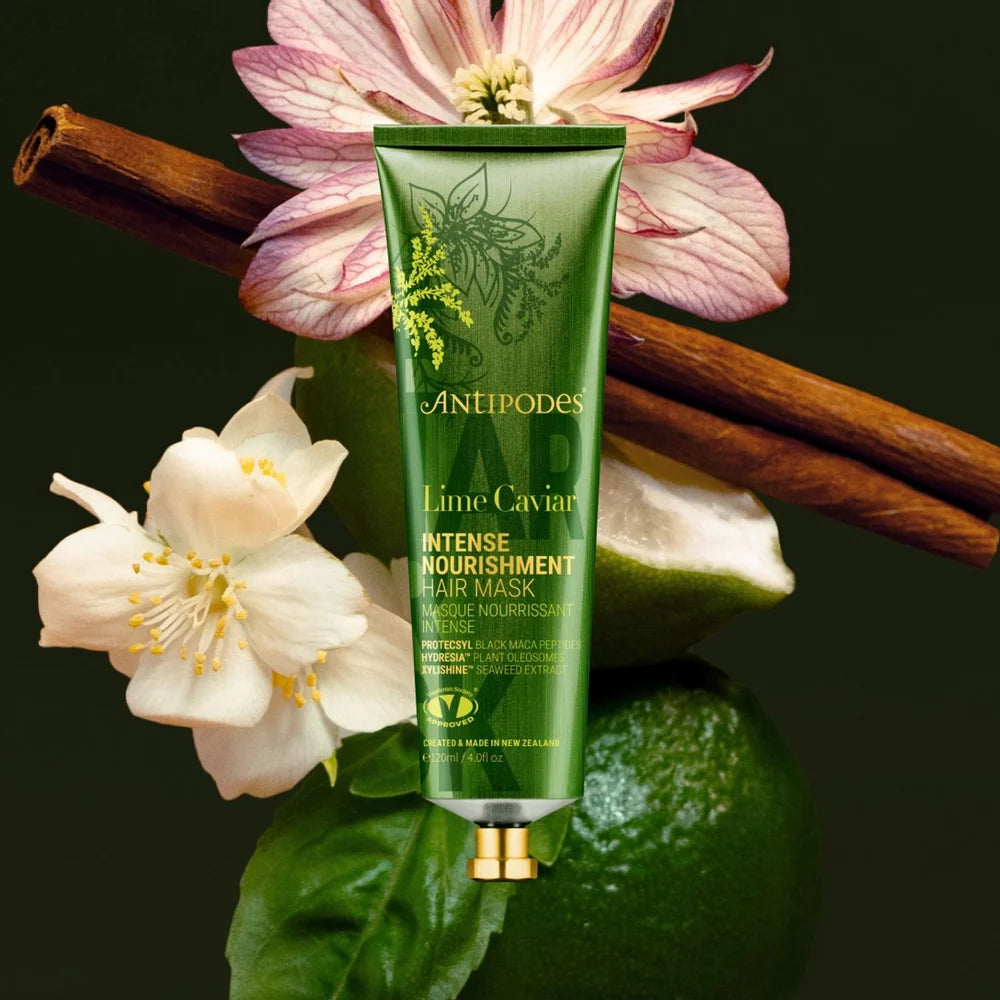 Antipodes Lime Caviar Intense Nourishment Hair Mask mit Limette und Blüten