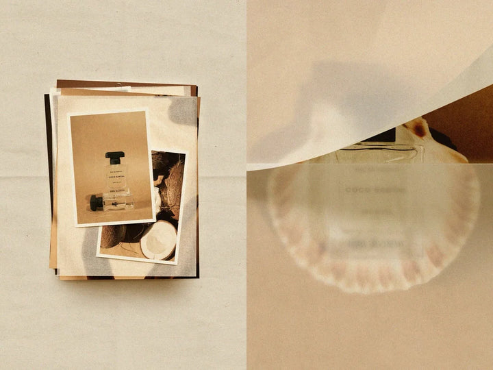 Coco Santal Eau de Parfum mit Verpackung von RAAW Alchemy in heller Inszenierung