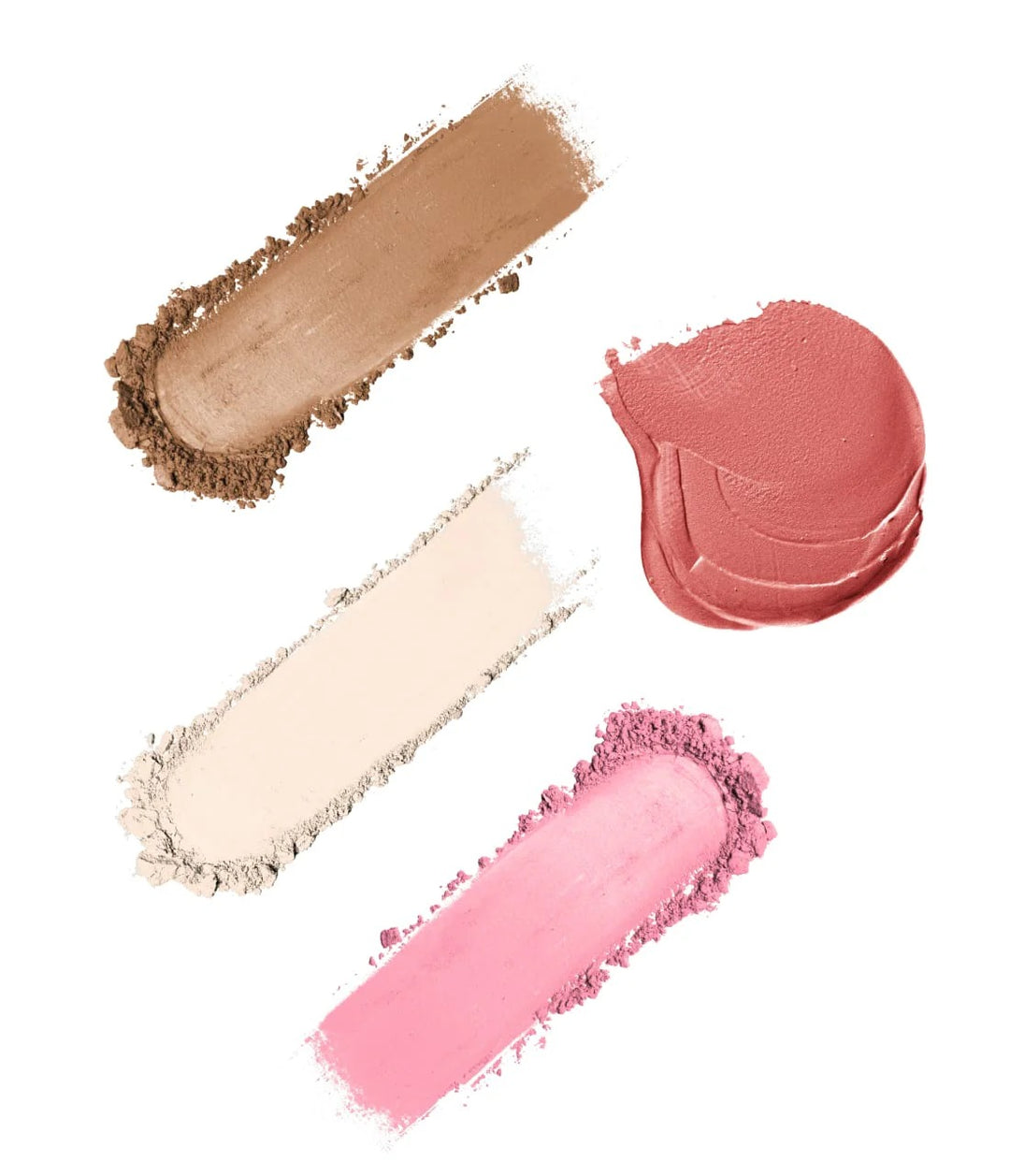 Swatches der UND GRETEL Face Palette The Flirt in Beige, Elfenbein und zwei Rosétönen