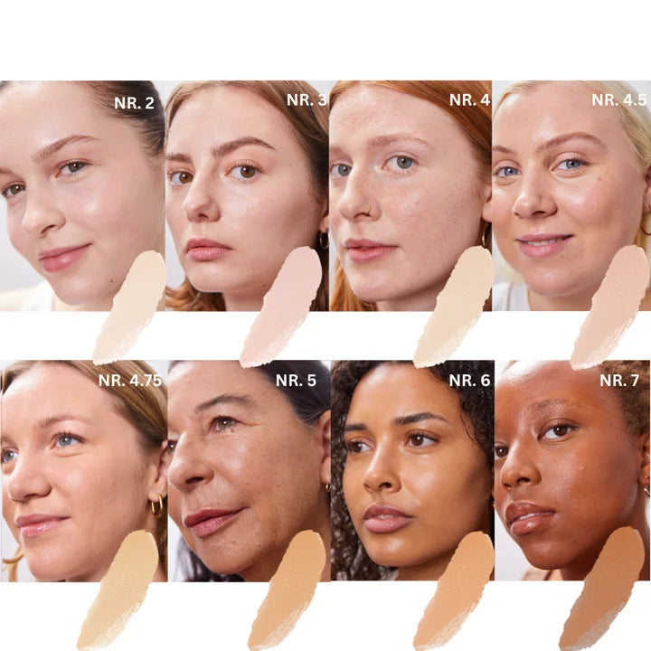 Pure U Concealer Balm Farbübersicht mit Models - 8 vegane Concealer-Nuancen für alle Hauttöne