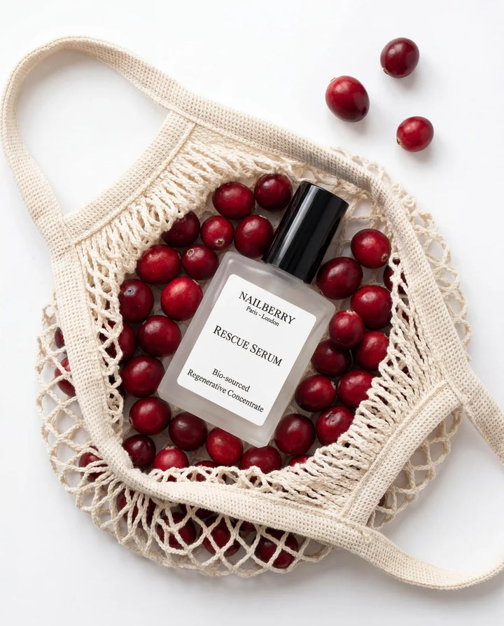 Rescue Serum von Nailberry - Produktfoto mit Cranberries
