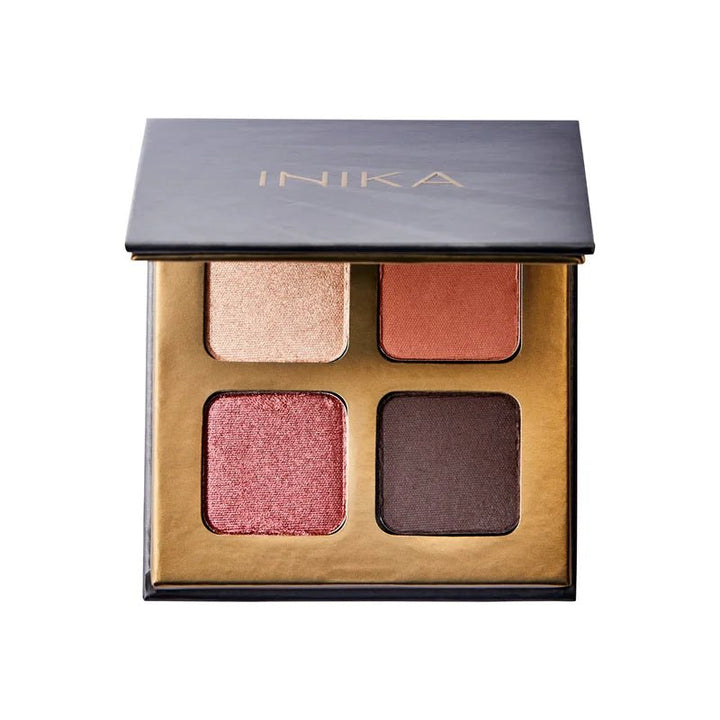 Paleta de sombras de ojos orgánicas INIKA de cuatro tonos, flores - Recorte