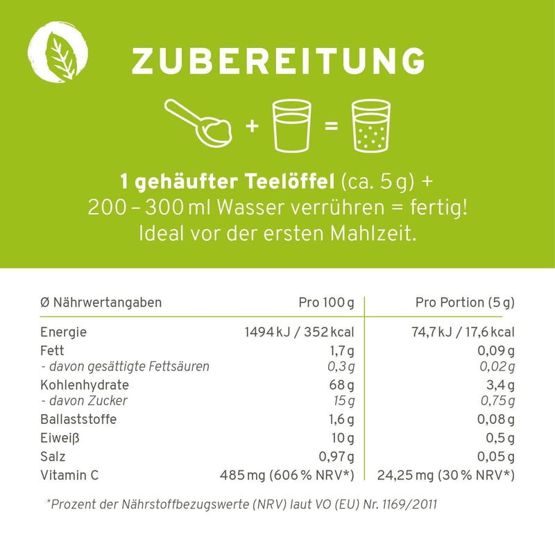 Bio Lemon Morning® Gerstengras: Stoffwechseldrink mit Vitamin C  - Verzehr