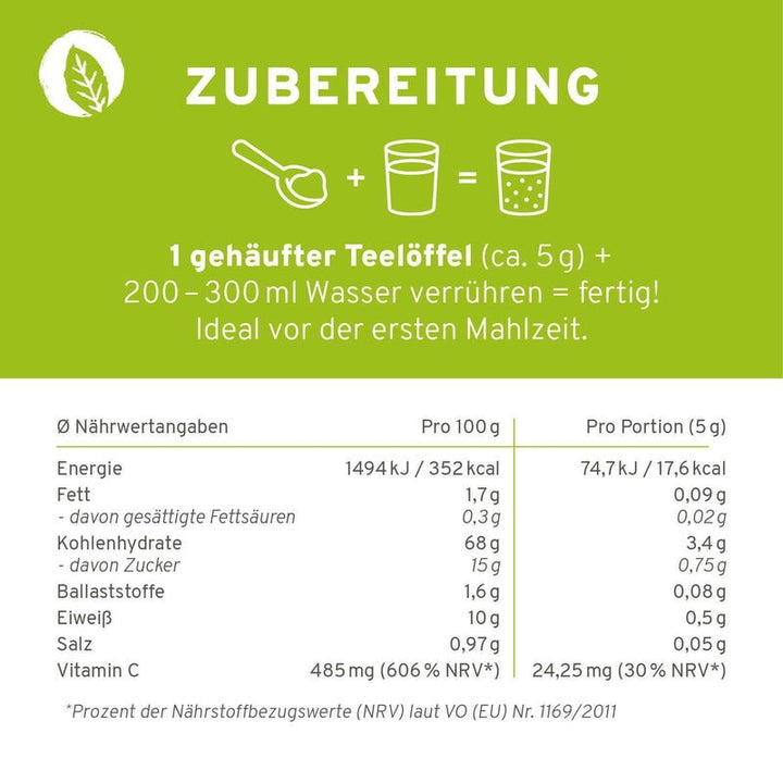 Bio Lemon Morning® Gerstengras: Stoffwechseldrink mit Vitamin C  - Verzehr