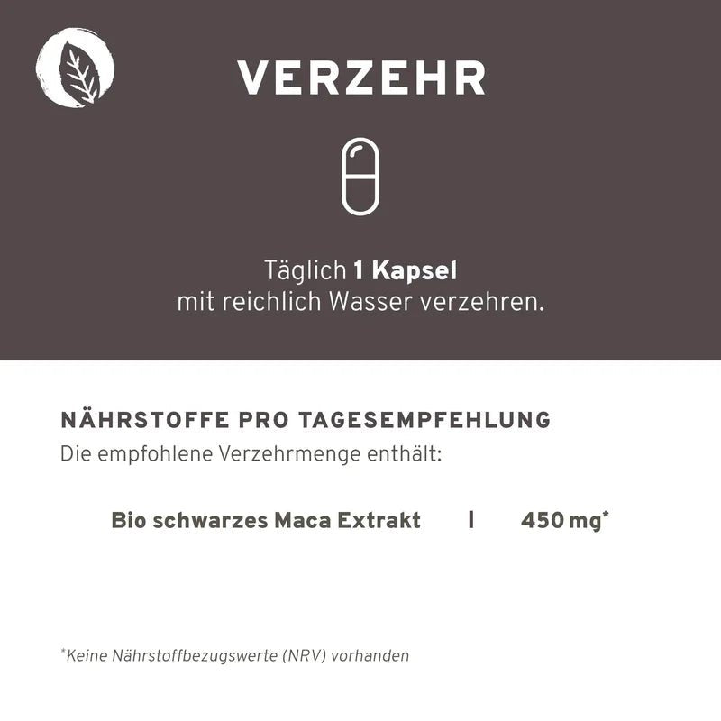 Innonature Bio schwarzes Maca-Extrakt Kapseln - Verzehrempfehlung