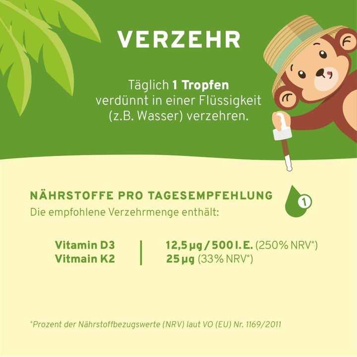 Innonature Vitamin D3 + K2 Kids Drops - Recommended Use