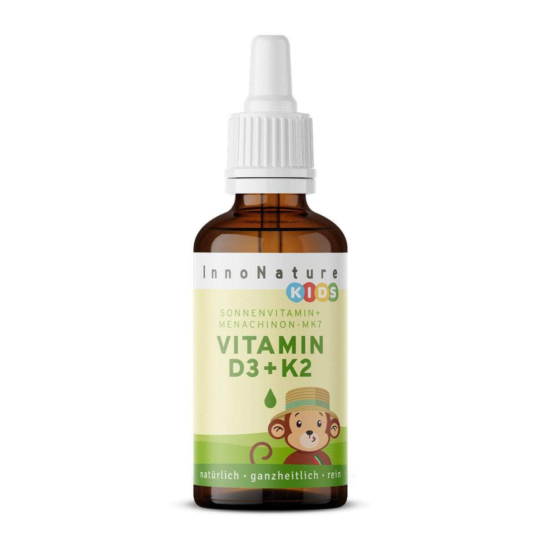 Innonature Vitamin D3 + K2 Kids Drops - Glass Bottle White Background