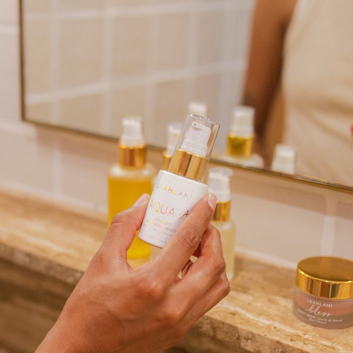 Leahlani Aqua A Retinoid Renewing Serum - in the bathroom