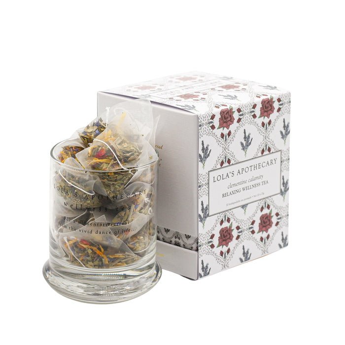 Lola's Apothecary Clementine Calamity Relaxing Tea - open jar