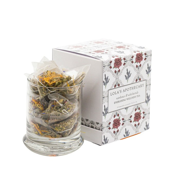 Lola's Apothecary Rainbows & Whirlwinds Energizing Tea - open jar