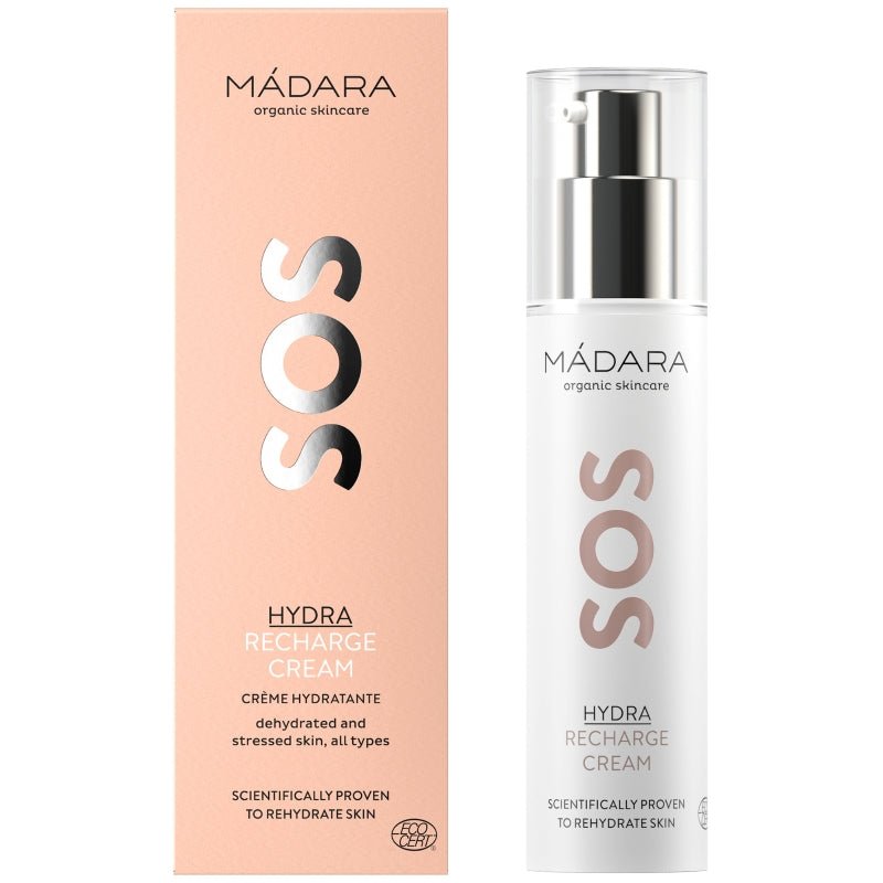 Mádara SOS Hydra Recharge Cream - Flasche mit Verpackung
