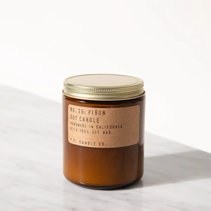 P.F. Candle Co. No. 29 Piñon 204 g - on gray marble