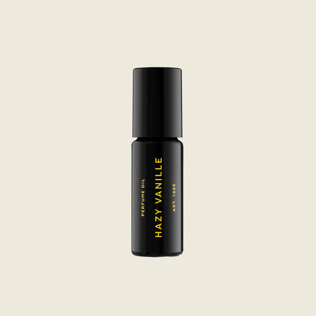 RAAW Alchemy Hazy Vanilla Perfume Oil - Product beige background