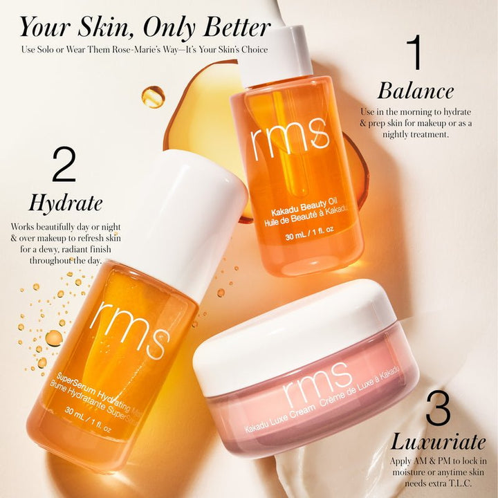 RMS Beauty Kakadu Beauty Oil 1 2 3RMS Beauty Kakadu Luxe Cream 1, 2, 3