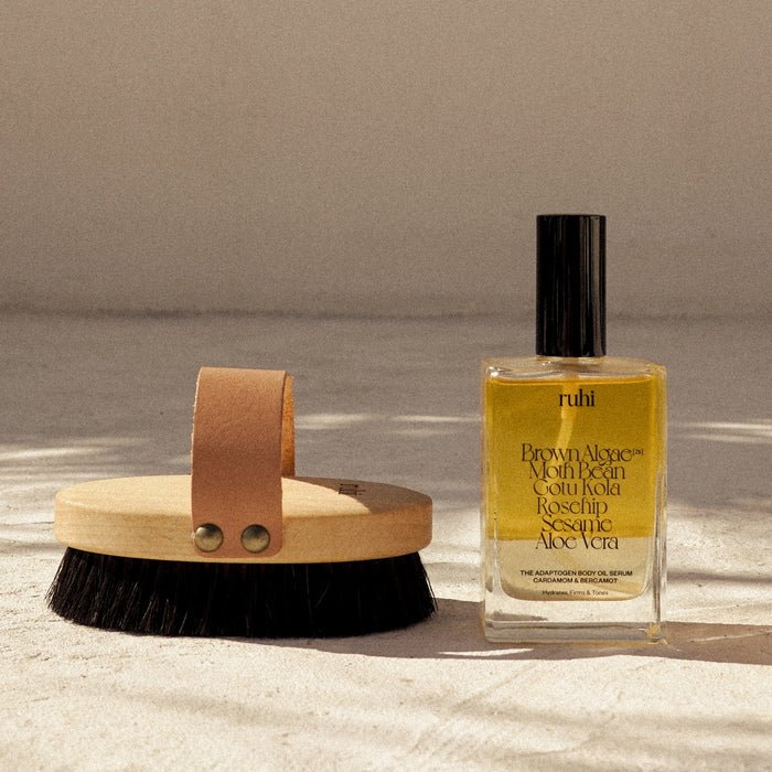 Ruhi The Adaptogen Body Oil Serum mood with brush