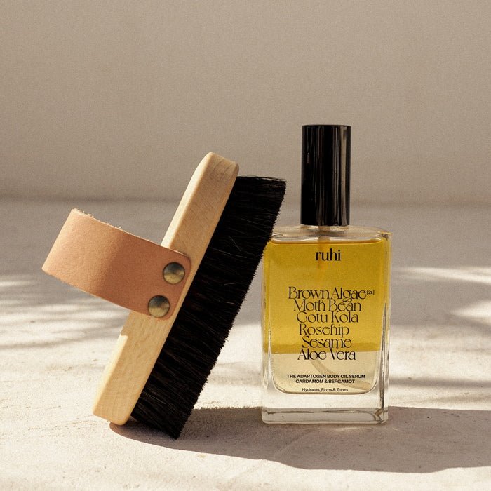 Ruhi The Adaptogen Body Oil Serum & dry brush