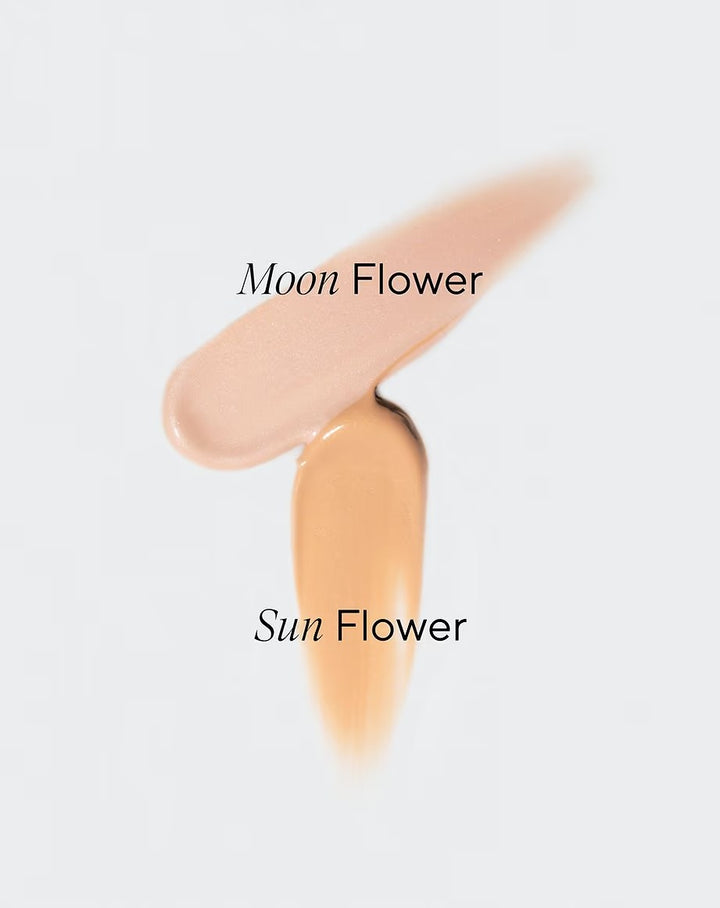 Sunflower Golden Beige Tinting Fluid and Moonflower Swatch