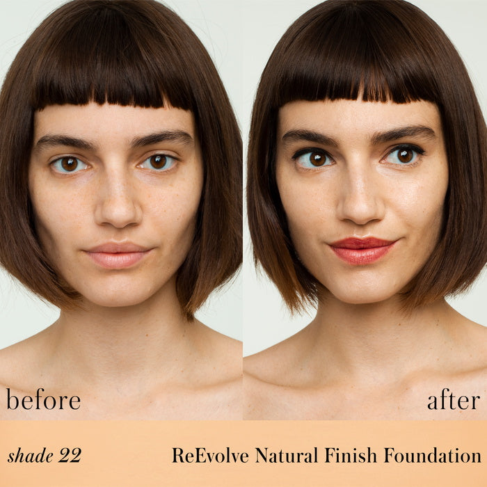 ReEvolve Natural Finish Liquid Foundation 22 before after