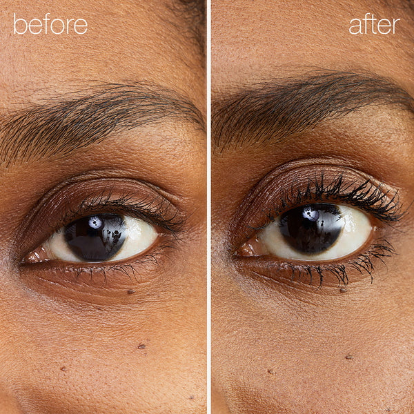 RMS Beauty Straight Up Volumizing Peptide Mascara - before and after applying the mascara