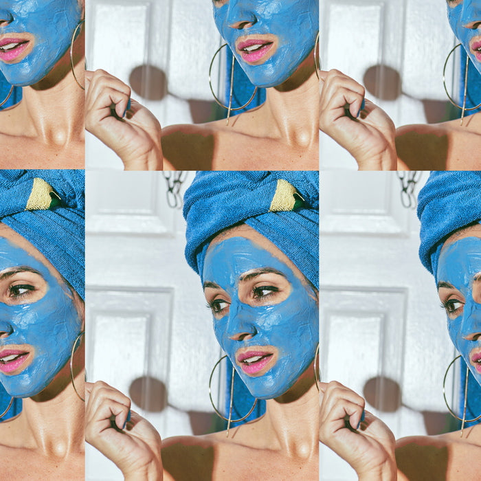 Masque hydratant apaisant Lilfox Blue Legume - sur le visage