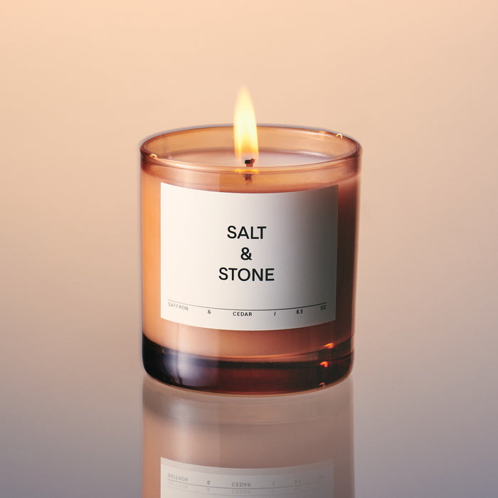 Salt & Stone Saffron & Cedar Candle - Mood burning candle