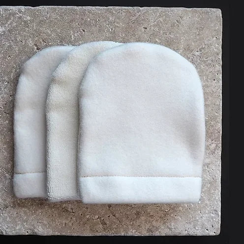 Treu 3 Make-up removal / washing gloves made of fleece & terry cloth | ecru