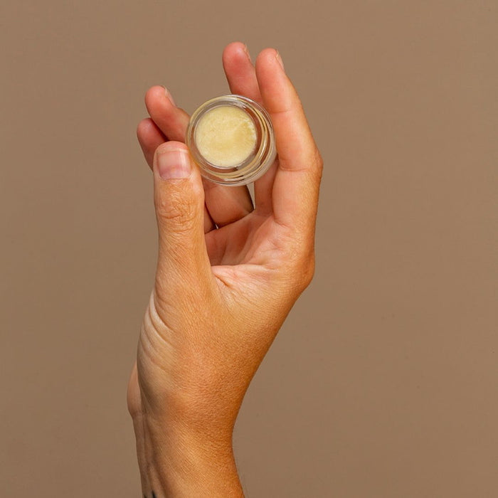Oden French Lip Balm open Jar in hand