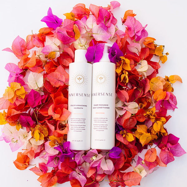 Innersense Color Radiance Daily Conditioner - lying on a bed of petals