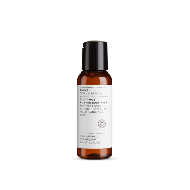 Evolve Organic Beauty Gel de baño diario para cabello y cuerpo de manzana 50 ml